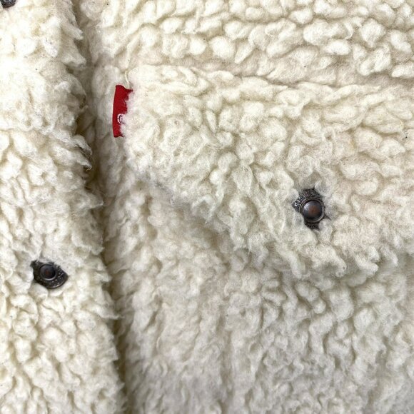 Levis Jacket Womens Size Medium Ex-Boyfriend Sherpa Trucker Jacket Beige - Picture 2 of 8